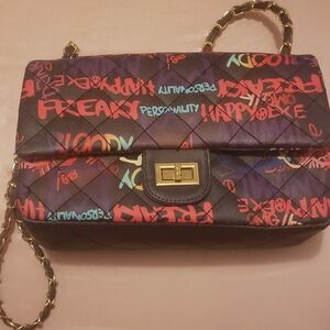 Colorful Graphic Quilted Shoulder Bag